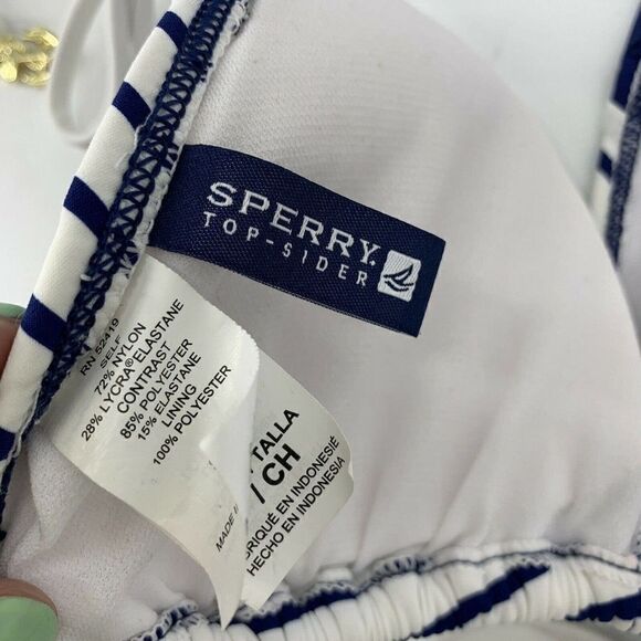 Sperry Bikini Top Nautical Blue Striped Sequined S - Picture 6 of 6